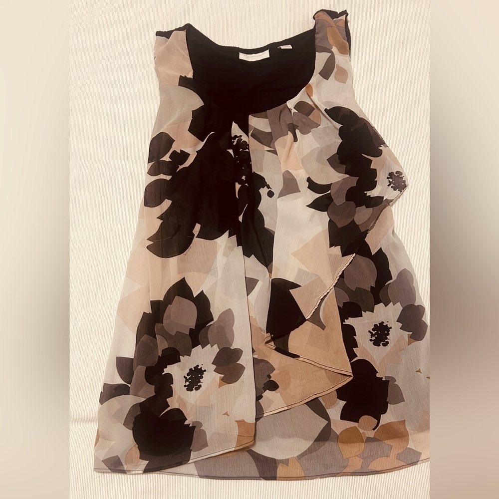New York & Company Abstract Floral Scarf in Black and Cream